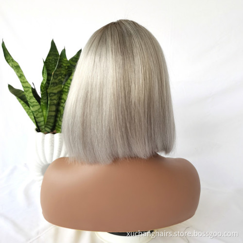 Virgin Brazilian Colored Wigs Human Hair Lace Front Straight Ombre 1B/Gray Human Hair Frontal Wigs For Sale